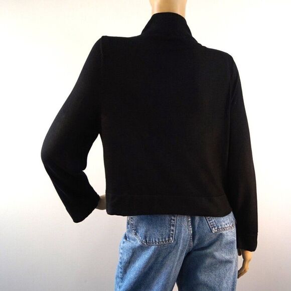 ELIZA J Black Bolero Cardigan Sweater Cropped Knit Shrug Open Front Size L - Picture 3 of 7